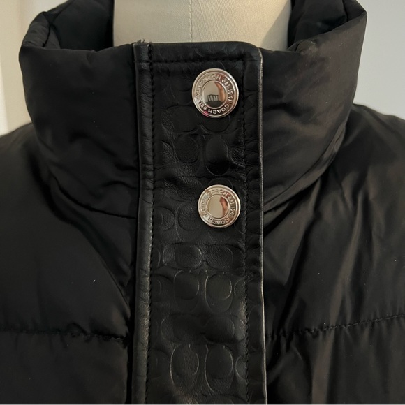 Coach Puffer Coat with Leather Logo Trim. - Picture 1 of 6